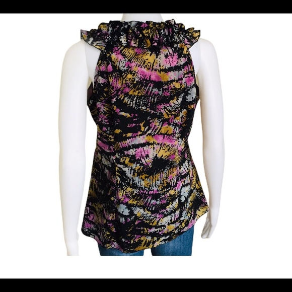 SPENSE (Nordstrom) Watercolour Sleeveless Ruffle Front Blouse Purple Size Medium - Picture 3 of 10